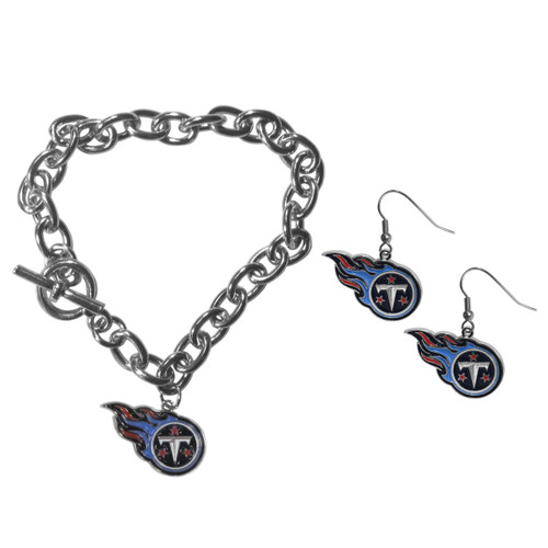 Tennessee Titans Chain Bracelet and Dangle Earring Set