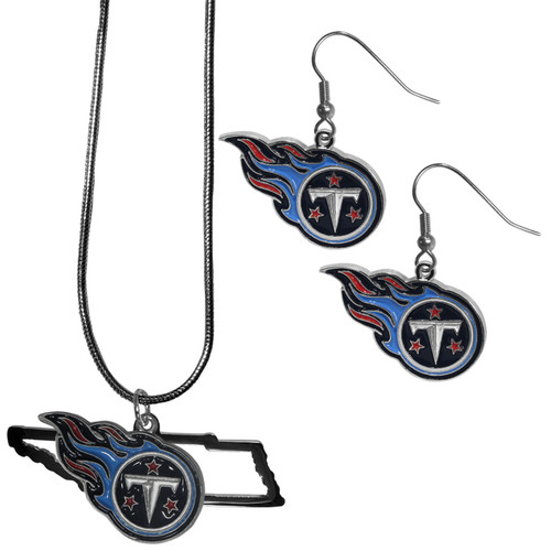 Tennessee Titans Dangle Earrings and State Necklace Set