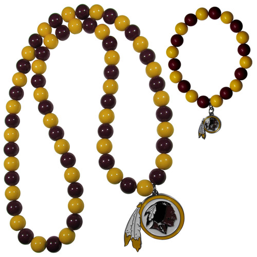 Washington Commanders Fan Bead Necklace and Bracelet Set