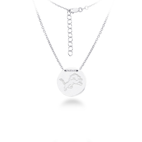 Detroit Lions Silver Necklace with Round Pendant