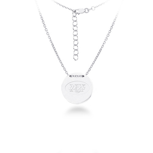 New York Jets Silver Necklace with Round Pendant