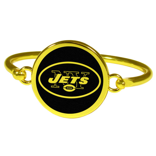 New York Jets Gold Tone Bangle Bracelet