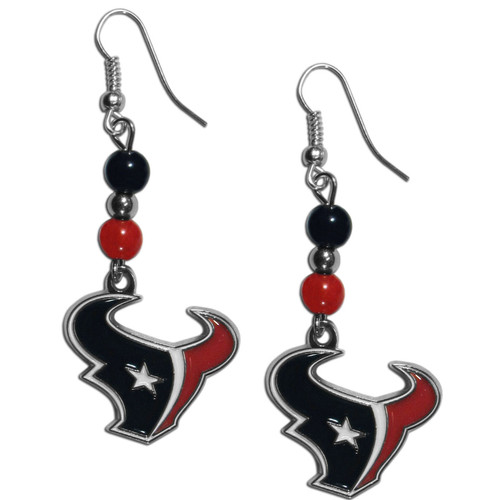 Houston Texans Fan Bead Dangle Earrings