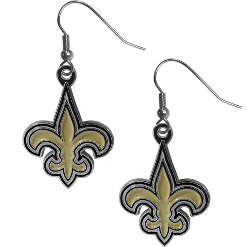 New Orleans Saints Chrome Dangle Earrings