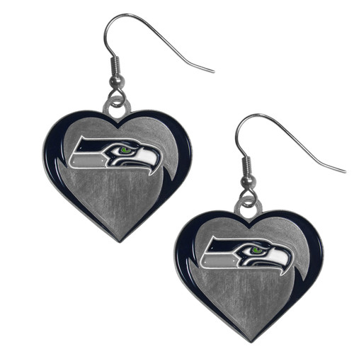 Seattle Seahawks Heart Dangle Earrings