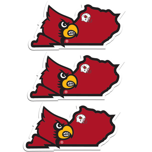 Louisville Cardinals Home State Decal, 3pk