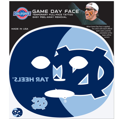 N. Carolina Tar Heels Game Face Temporary Tattoo