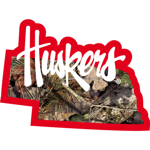 Nebraska Cornhuskers State Decal w/Mossy Oak Camo