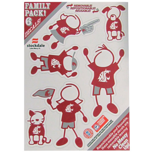 Show off your team pride with our Washington St. Cougars family automotive decals. The set includes 6 individual family themed decals that each feature the team logo. The 5 x 7 inch decal set is made of outdoor rated, repositionable vinyl for durability and easy application.