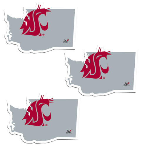 Washington St. Cougars Home State Decal, 3pk