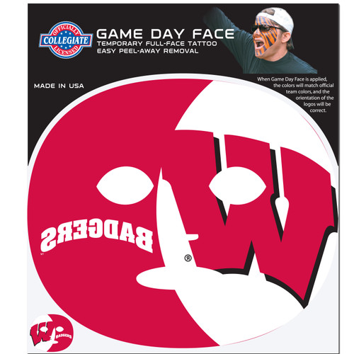 Wisconsin Badgers Game Face Temporary Tattoo