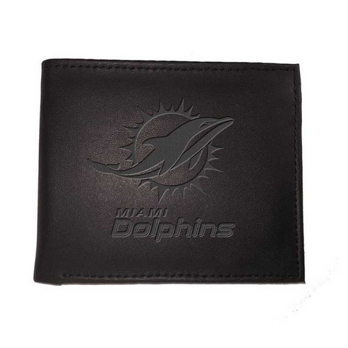 Miami Dolphins Leather Blackout Bi-fold Wallet