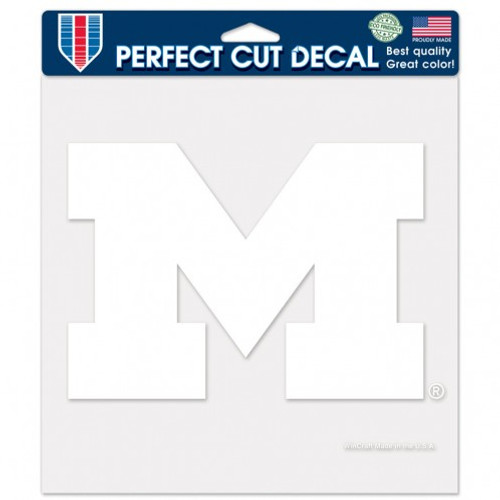 Michigan Wolverines Decal 8x8 Die Cut White