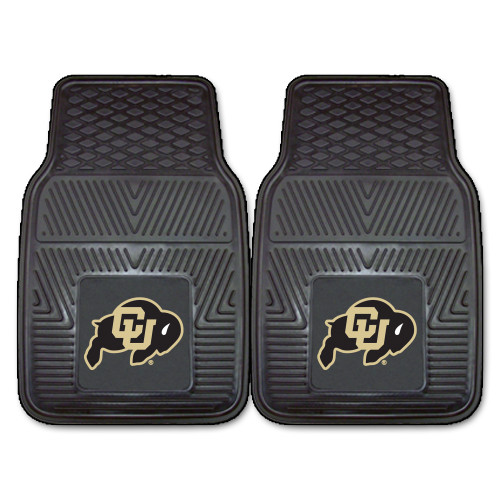 University of Colorado - Colorado Buffaloes 2-pc Vinyl Car Mat Set CU Buffalo Primary Logo Black