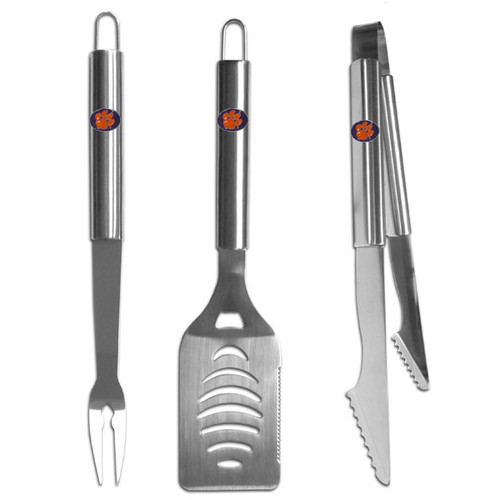 Clemson Tigers 3 pc Stainless Steel BBQ Set