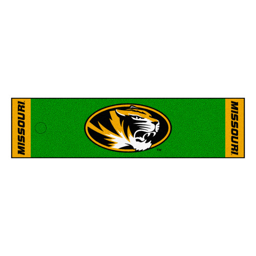 University of Missouri - Missouri Tigers Putting Green Mat Tiger Head Primary Logo Green