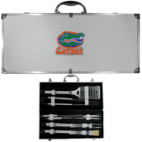 Florida Gators 8 pc Stainless Steel BBQ Set w/Metal Case