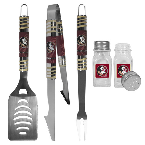 Florida St. Seminoles 3 pc Tailgater BBQ Set and Salt and Pepper Shakers
