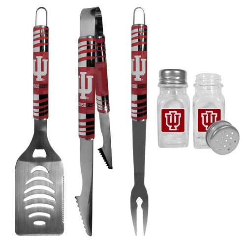 Indiana Hoosiers 3 pc Tailgater BBQ Set and Salt and Pepper Shakers