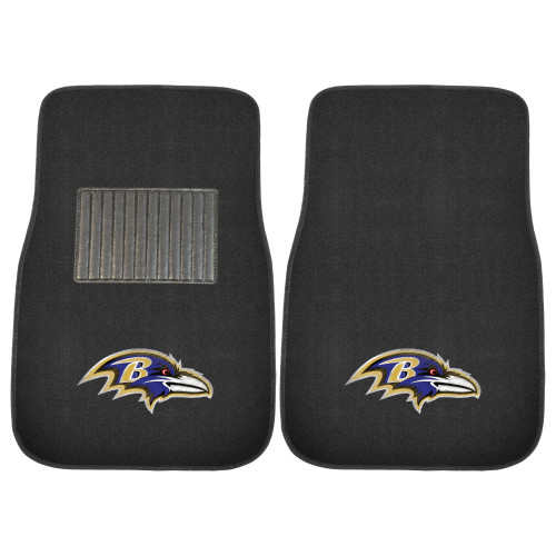Baltimore Ravens 2-pc Embroidered Car Mat Set Raven Head Primary Logo Black