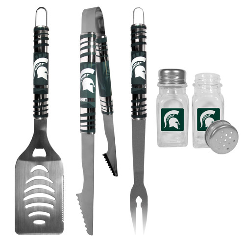 Michigan St. Spartans 3 pc Tailgater BBQ Set and Salt and Pepper Shakers