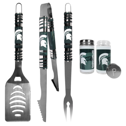 Michigan St. Spartans 3 pc Tailgater BBQ Set and Salt and Pepper Shaker Set