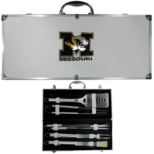 Missouri Tigers 8 pc Stainless Steel BBQ Set w/Metal Case