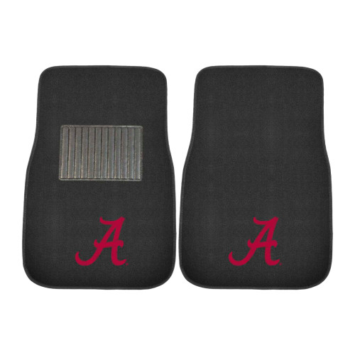 University of Alabama - Alabama Crimson Tide 2-pc Embroidered Car Mat Set A Primary Logo Black