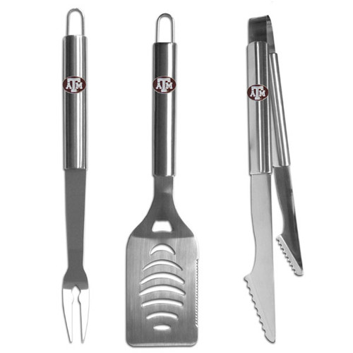 Texas A & M Aggies 3 pc Stainless Steel BBQ Set