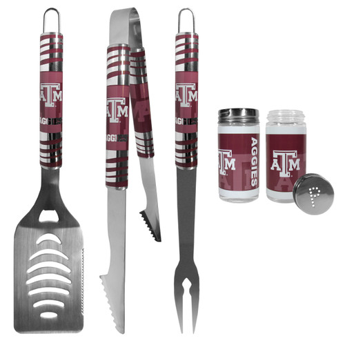 Texas A & M Aggies 3 pc Tailgater BBQ Set and Salt and Pepper Shaker Set