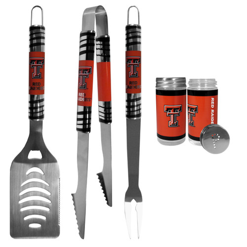 Texas Tech Raiders 3 pc Tailgater BBQ Set and Salt and Pepper Shaker Set