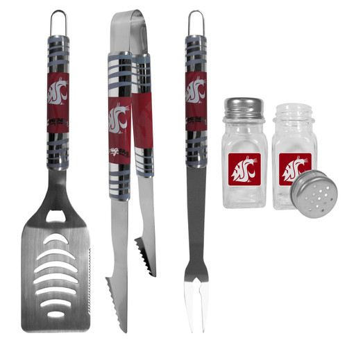 Washington St. Cougars 3 pc Tailgater BBQ Set and Salt and Pepper Shakers