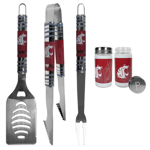 Washington St. Cougars 3 pc Tailgater BBQ Set and Salt and Pepper Shaker Set