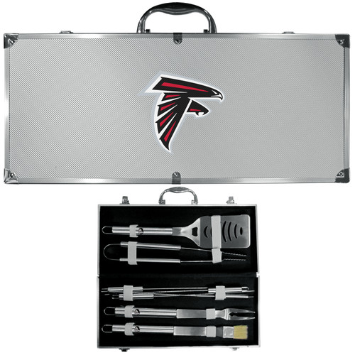 Atlanta Falcons 8 pc Stainless Steel BBQ Set w/Metal Case