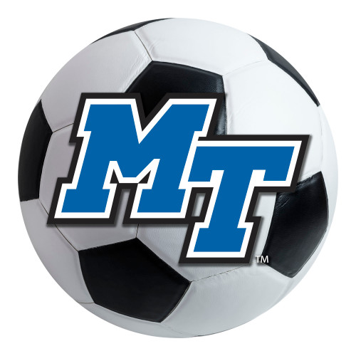 Middle Tennessee State University - Middle Tennessee Blue Raiders Soccer Ball Mat "Italic MT" Logo White