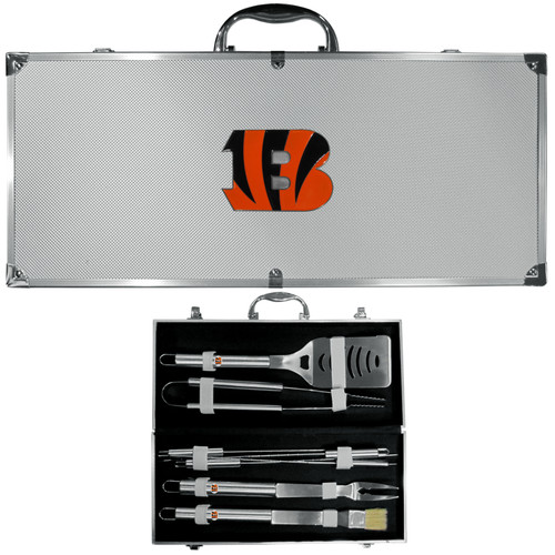 Cincinnati Bengals 8 pc Stainless Steel BBQ Set w/Metal Case