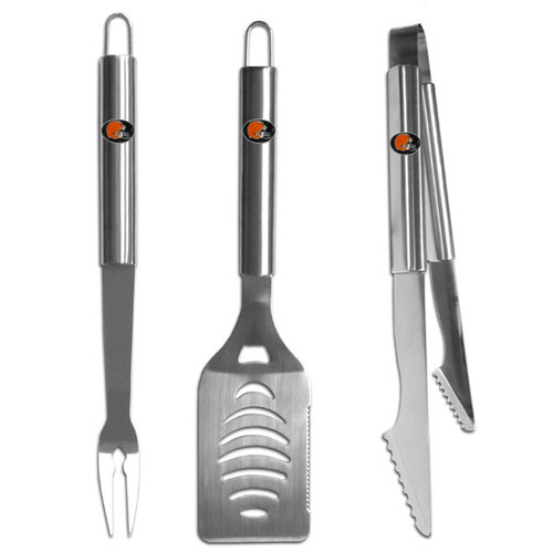 Cleveland Browns 3 pc Stainless Steel BBQ Set