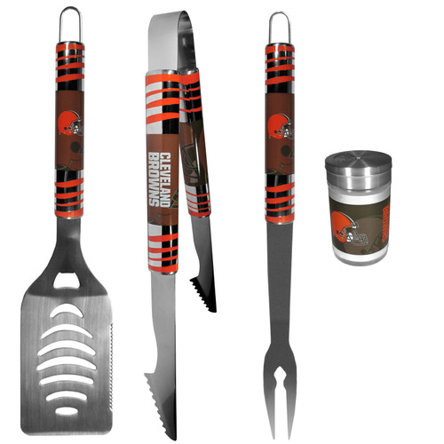 Cleveland Browns 3 pc Tailgater BBQ Set and Season Shaker