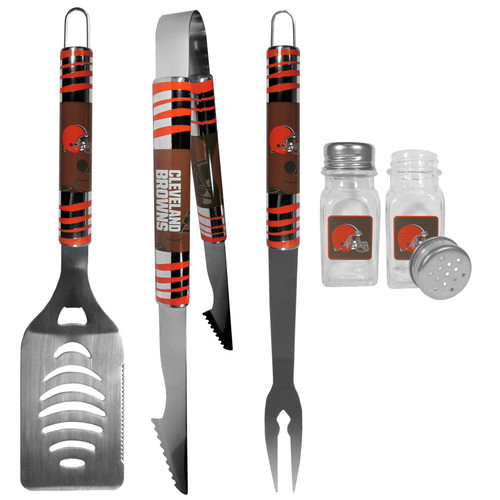 Cleveland Browns 3 pc Tailgater BBQ Set and Salt and Pepper Shakers