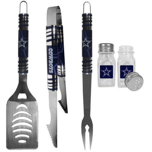 Dallas Cowboys 3 pc Tailgater BBQ Set and Salt and Pepper Shakers
