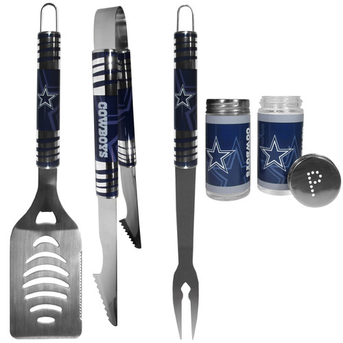 Dallas Cowboys 3 pc Tailgater BBQ Set and Salt and Pepper Shaker Set