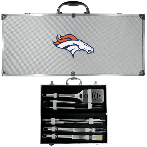 Denver Broncos 8 pc Stainless Steel BBQ Set w/Metal Case