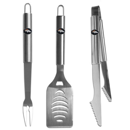 Denver Broncos 3 pc Stainless Steel BBQ Set