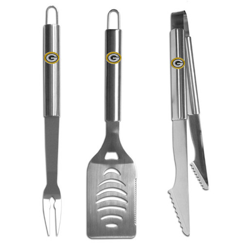 Green Bay Packers 3 pc Stainless Steel BBQ Set
