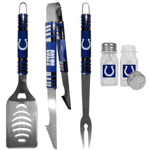 Indianapolis Colts 3 pc Tailgater BBQ Set and Salt and Pepper Shakers