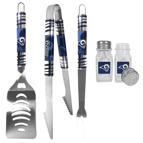 Los Angeles Rams 3 pc Tailgater BBQ Set and Salt and Pepper Shakers