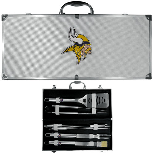 Minnesota Vikings 8 pc Stainless Steel BBQ Set w/Metal Case