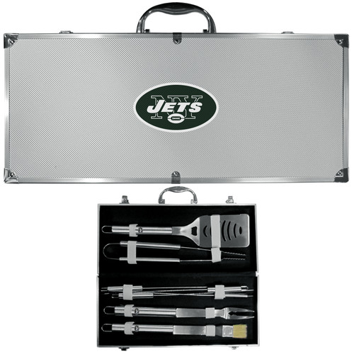 New York Jets 8 pc Stainless Steel BBQ Set w/Metal Case