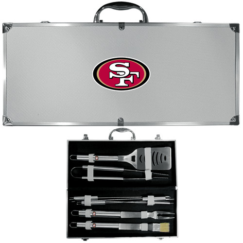 San Francisco 49ers 8 pc Stainless Steel BBQ Set w/Metal Case
