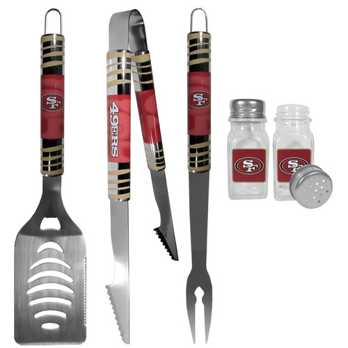 San Francisco 49ers 3 pc Tailgater BBQ Set and Salt and Pepper Shakers